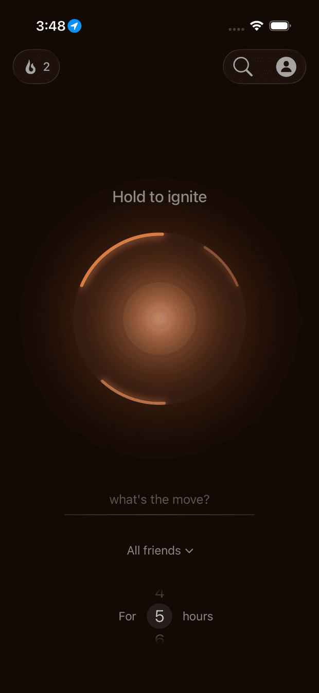 Beacon app — hold to ignite your beacon